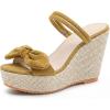 image:imageAllegra K Womens Bow Doublestrap Plaid Platform Slip Sandals Yellow 7