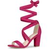 image:imageAllegra K Womens Crisscross Lace Up Mid Block Heels Sandals Hot Pink 9