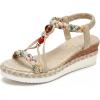 image:imageAllegra K Womens Plaid Beaded Platform Elastic Band Sandals Beige 6