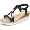 image:imageAllegra K Womens Plaid Beaded Platform Elastic Band Sandals Black 75