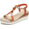 image:imageAllegra K Womens Plaid Beaded Platform Elastic Band Sandals Orange 7