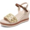 image:imageAllegra K Womens Plaid Buckle Platform Peeptoe Sandals Beige 7