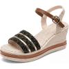 image:imageAllegra K Womens Plaid Buckle Platform Peeptoe Sandals Black 5