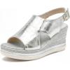 image:imageAllegra K Womens Plaid Solid Color Hollowout Buckle Platform Peeptoe Sandals Silver 85