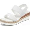 image:imageAllegra K Womens Solid Color Hollowout Platform Elastic Band Sandals White 7