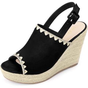 image:imageAllegra K Slingback Open Toe Platform Wedges Heel Espadrille Wedge Sandals for WomenBlack