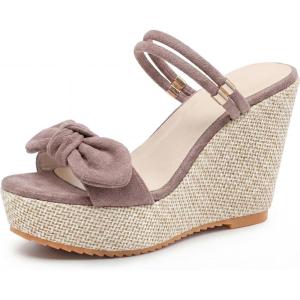 image:imageAllegra K Womens Bow Doublestrap Plaid Platform Slip Sandals Pink 75
