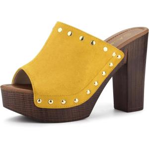 image:imageAllegra K Womens Open Toe Platform Block Heel Slides SandalsYellow