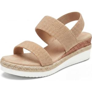 image:imageAllegra K Womens Solid Color Hollowout Platform Elastic Band Sandals Brown 9
