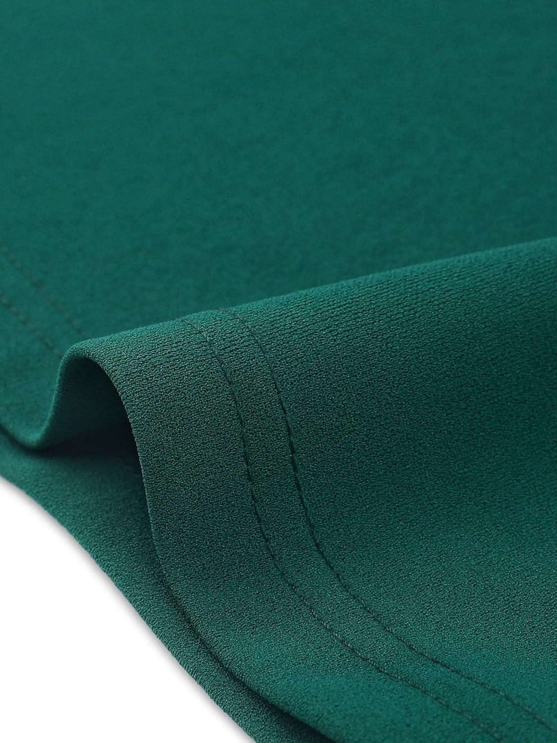 image:imageAllegra K Vintage Work Dresses for Womens 1950s Flat Collar Short Sleeve Fit and Flare DressDark Green