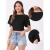 image:imageAllegra K Boho Tie Front Crop Tops for Womens Textured Short Bell Sleeve Sexy Deep V Neck Beach ClothingBlack