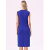 image:imageAllegra K Cap Sleeve Work Dress for Womens Summer Midi Round Neck Casual Split Hem DressesRoyal Blue
