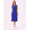 image:imageAllegra K Cap Sleeve Work Dress for Womens Summer Midi Round Neck Casual Split Hem DressesRoyal Blue