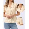 image:imageAllegra K Casual Blouse for Women Floral Print Short Sleeve Shirt V Neck Notch Lapel Blouse Dressy Summer TopsApricot