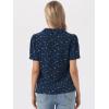 image:imageAllegra K Casual Blouse for Women Floral Print Short Sleeve Shirt V Neck Notch Lapel Blouse Dressy Summer TopsDark Blue