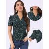 image:imageAllegra K Casual Blouse for Women Floral Print Short Sleeve Shirt V Neck Notch Lapel Blouse Dressy Summer TopsDark Green