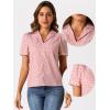 image:imageAllegra K Casual Blouse for Women Floral Print Short Sleeve Shirt V Neck Notch Lapel Blouse Dressy Summer TopsPink
