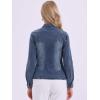 image:imageAllegra K Casual Denim Jacket for Womens Classic Stand Collar Long Sleeve Jean JacketGray Blues