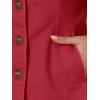 image:imageAllegra K Casual Denim Jacket for Womens Classic Stand Collar Long Sleeve Jean JacketRed