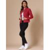 image:imageAllegra K Casual Denim Jacket for Womens Classic Stand Collar Long Sleeve Jean JacketRed