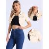 image:imageAllegra K Casual Denim Jacket for Womens Turndown Collar Short Sleeves Crop Jean JacketsApricot