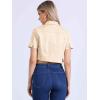 image:imageAllegra K Casual Denim Jacket for Womens Turndown Collar Short Sleeves Crop Jean JacketsApricot