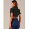 image:imageAllegra K Casual Denim Jacket for Womens Turndown Collar Short Sleeves Crop Jean JacketsBlack