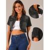 image:imageAllegra K Casual Denim Jacket for Womens Turndown Collar Short Sleeves Crop Jean JacketsBlack