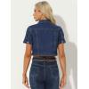 image:imageAllegra K Casual Denim Jacket for Womens Turndown Collar Short Sleeves Crop Jean JacketsBlue