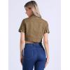 image:imageAllegra K Casual Denim Jacket for Womens Turndown Collar Short Sleeves Crop Jean JacketsBrown