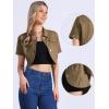 image:imageAllegra K Casual Denim Jacket for Womens Turndown Collar Short Sleeves Crop Jean JacketsBrown