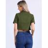 image:imageAllegra K Casual Denim Jacket for Womens Turndown Collar Short Sleeves Crop Jean JacketsGreen