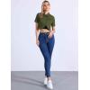 image:imageAllegra K Casual Denim Jacket for Womens Turndown Collar Short Sleeves Crop Jean JacketsGreen