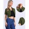 image:imageAllegra K Casual Denim Jacket for Womens Turndown Collar Short Sleeves Crop Jean JacketsGreen