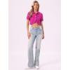 image:imageAllegra K Casual Denim Jacket for Womens Turndown Collar Short Sleeves Crop Jean JacketsHot Pink