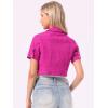 image:imageAllegra K Casual Denim Jacket for Womens Turndown Collar Short Sleeves Crop Jean JacketsHot Pink