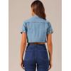 image:imageAllegra K Casual Denim Jacket for Womens Turndown Collar Short Sleeves Crop Jean JacketsLight Blue