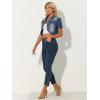 image:imageAllegra K Casual Denim Jacket for Womens Turndown Collar Short Sleeves Crop Jean JacketsMidblue