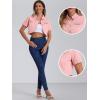 image:imageAllegra K Casual Denim Jacket for Womens Turndown Collar Short Sleeves Crop Jean JacketsPink