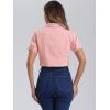 image:imageAllegra K Casual Denim Jacket for Womens Turndown Collar Short Sleeves Crop Jean JacketsPink