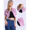 image:imageAllegra K Casual Denim Jacket for Womens Turndown Collar Short Sleeves Crop Jean JacketsPurple