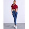image:imageAllegra K Casual Denim Jacket for Womens Turndown Collar Short Sleeves Crop Jean JacketsRed