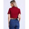 image:imageAllegra K Casual Denim Jacket for Womens Turndown Collar Short Sleeves Crop Jean JacketsRed