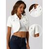 image:imageAllegra K Casual Denim Jacket for Womens Turndown Collar Short Sleeves Crop Jean JacketsWhite