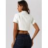 image:imageAllegra K Casual Denim Jacket for Womens Turndown Collar Short Sleeves Crop Jean JacketsWhite