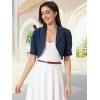 image:imageAllegra K Cropped Denim Jacket for Women Casual Short Puff Sleeve Lapel Open Front Jean Jackets Summer OutwearDrak Blue