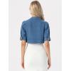 image:imageAllegra K Cropped Denim Jacket for Women Casual Short Puff Sleeve Lapel Open Front Jean Jackets Summer OutwearM Blue