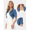 image:imageAllegra K Cropped Denim Jacket for Women Casual Short Puff Sleeve Lapel Open Front Jean Jackets Summer OutwearM Blue