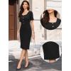 image:imageAllegra K Elegant Dresses for Womens Short Sleeve Square Neck Button Business Work Sheath DressBlack