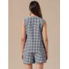 image:imageAllegra K Gingham 2 Piece Outfits for Womens Summer Beach Plaid Sleeveless Vest and Shorts Matching SetsBlack